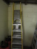 Three assorted aluminium step ladders, 2 x 8 rung, 1 x 7 rung