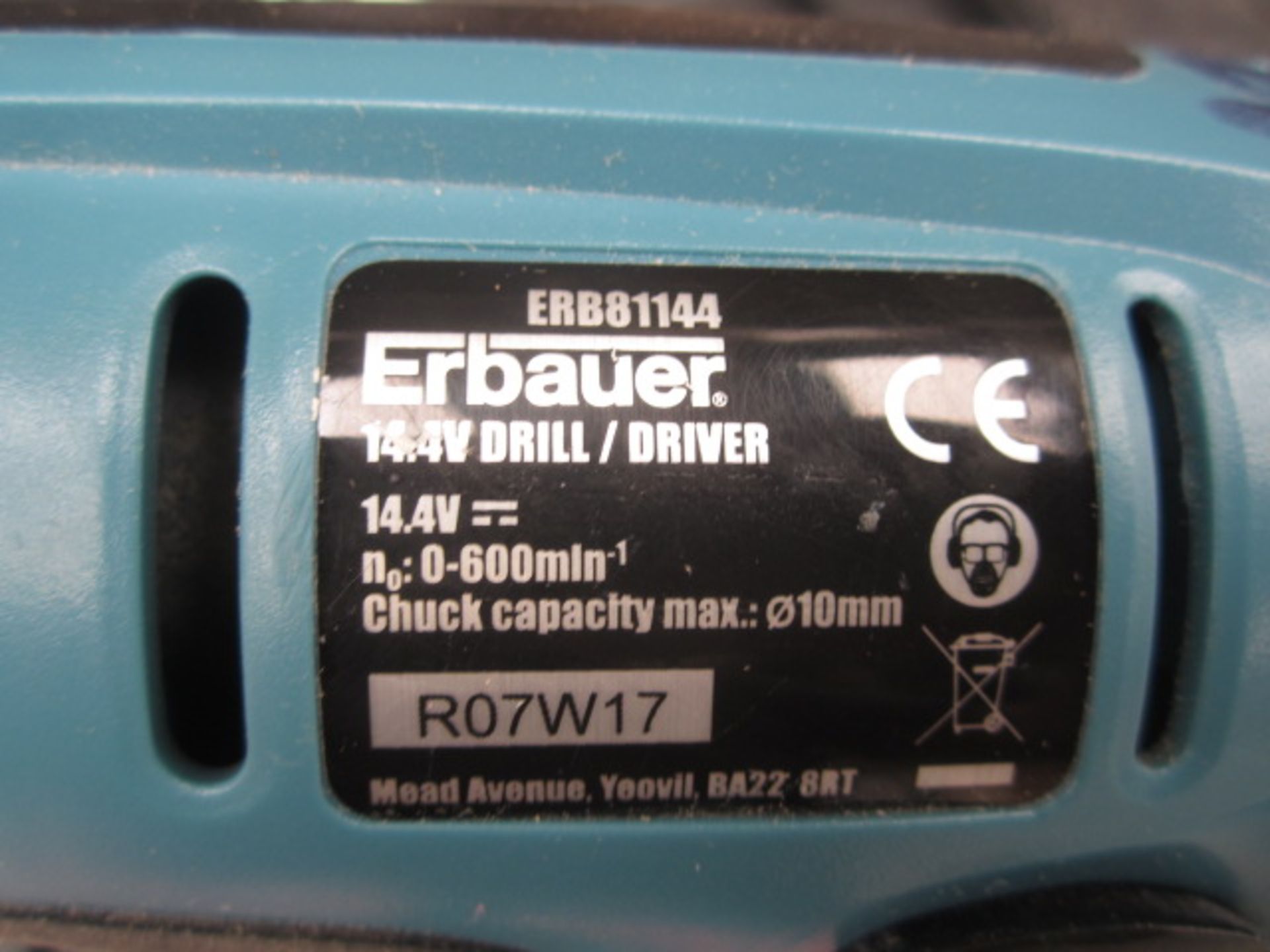 Erbauer ERB81144 14.4V cordless drill, charger & carry case, serial no. R07W17 - Image 2 of 2