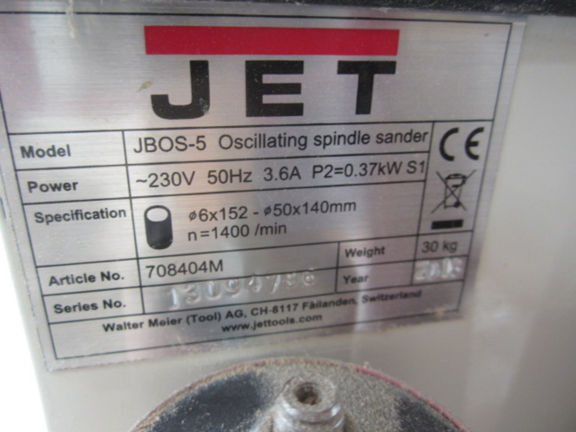 Jet JBOS-5 oscillating spindle sander, serial no. 13094796 (2013) - Image 3 of 3