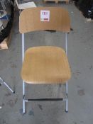 Three oak effect folding bar stools