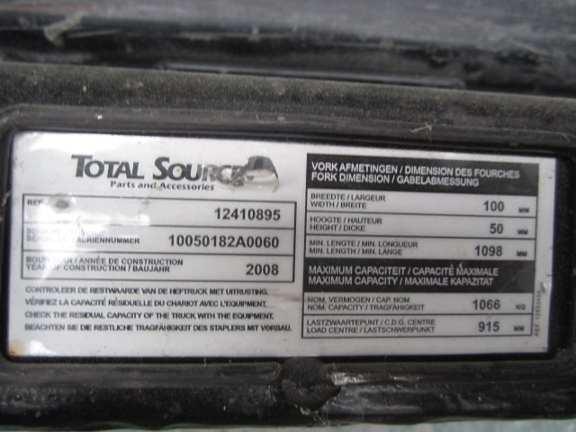 Set of Total Source forklift extensions, length 1098mm, height 50mm, width 100mm (2008) - Image 2 of 2