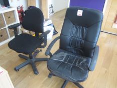 Two assorted office swivel armchairs