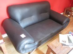 Black leather effect twin seater sofa