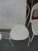 Four metal chairs with high back, white
