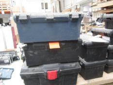 Six assorted hand held tool boxes