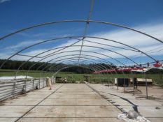 Galvanised poly tunnel frame, approx. 30m x 10m with pulley system feed stations - frame only.**A