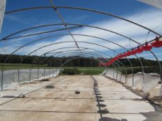 Galvanised poly tunnel frame, approx. 30m x 10m with pulley system feed stations - frame only.**A