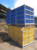 3 x Metal frame livestock modules with 12 x holding crates