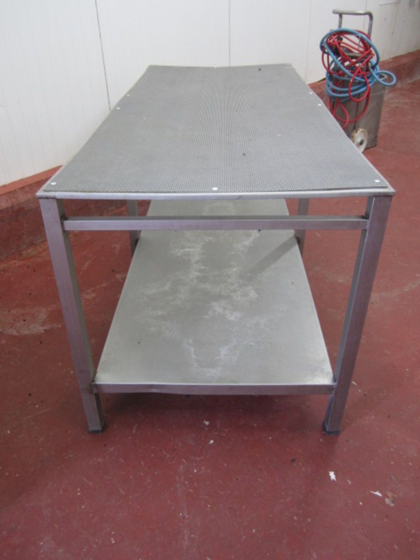 Stainless Steel framed worktable with mesh work top and undershelf, 1760mm x 760mm - Image 2 of 3
