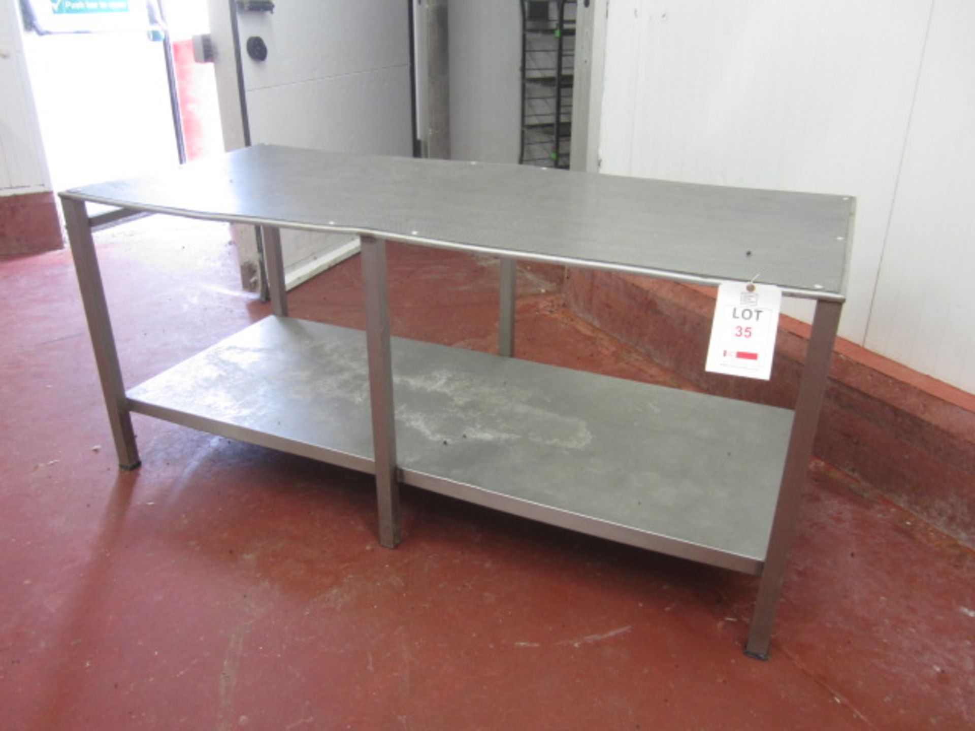 Stainless Steel framed worktable with mesh work top and undershelf, 1760mm x 760mm