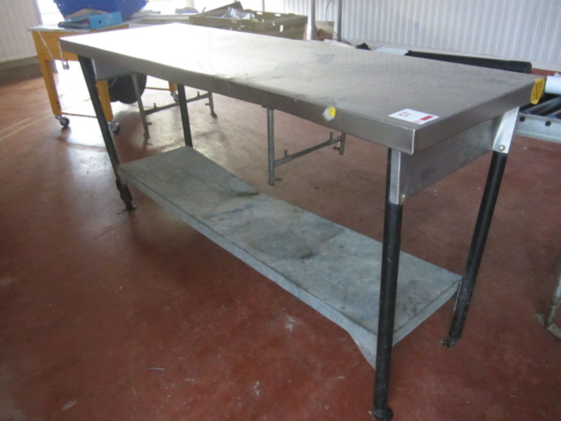 2 x assorted stainless preparation work tables, 1200mm x 600mmm / 1600mm x 800mm