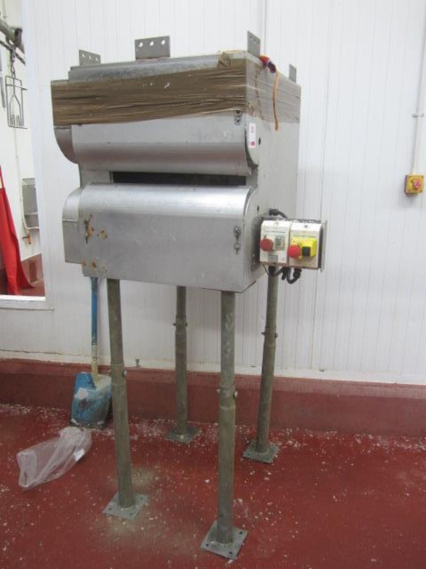 Unbadged freestanding poultry wing stripping machine, aperture size approx. 500mm x 25mm