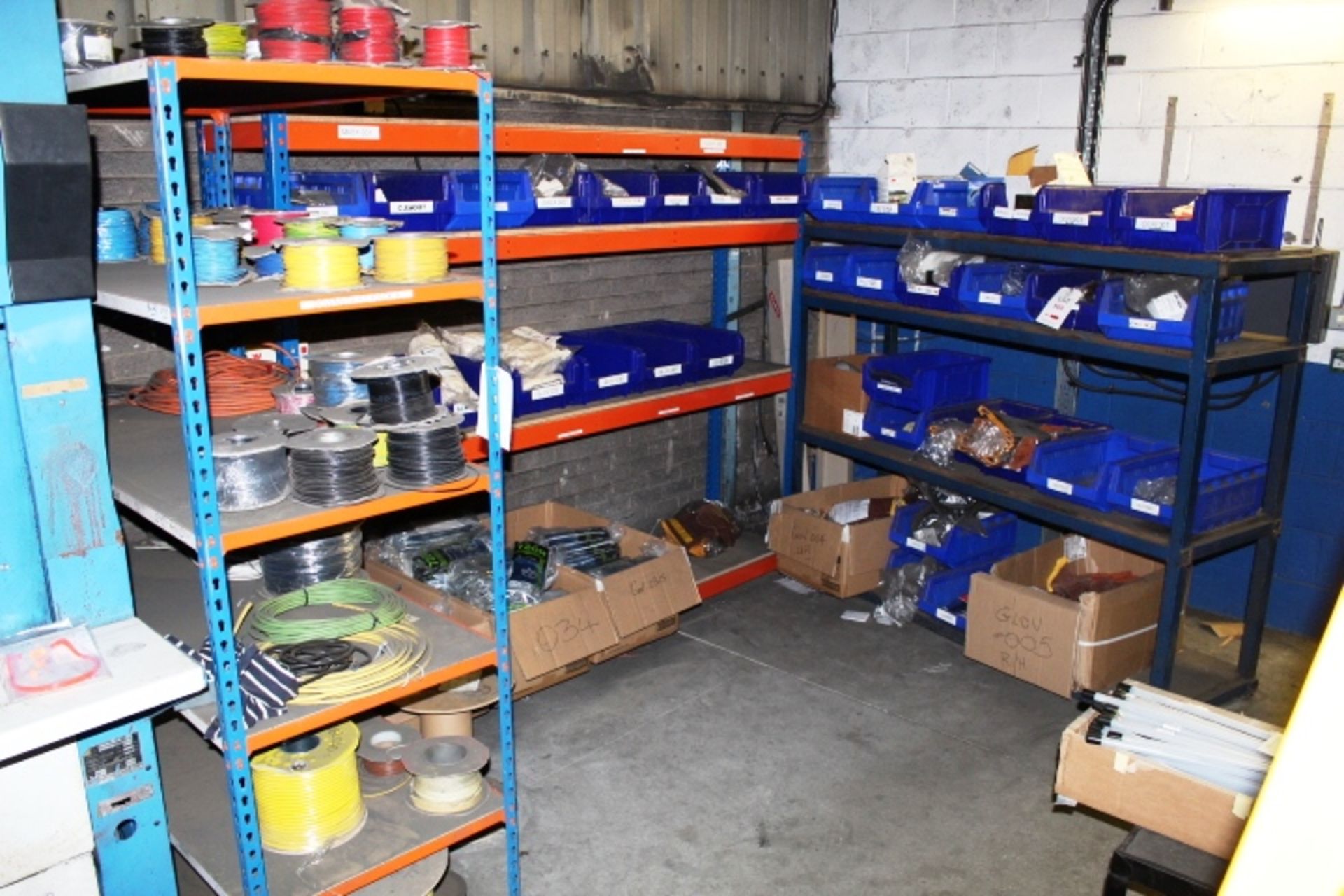 Three assorted bays of stores racking (excludes contents)