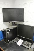Dell Optiplex 790 desktop PC, Serva tag J9FHC5J, with two Dell flat screen monitors, keyboard,