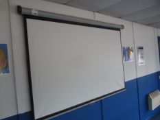 Wall mounted pull down projector screen, easel wipeboard