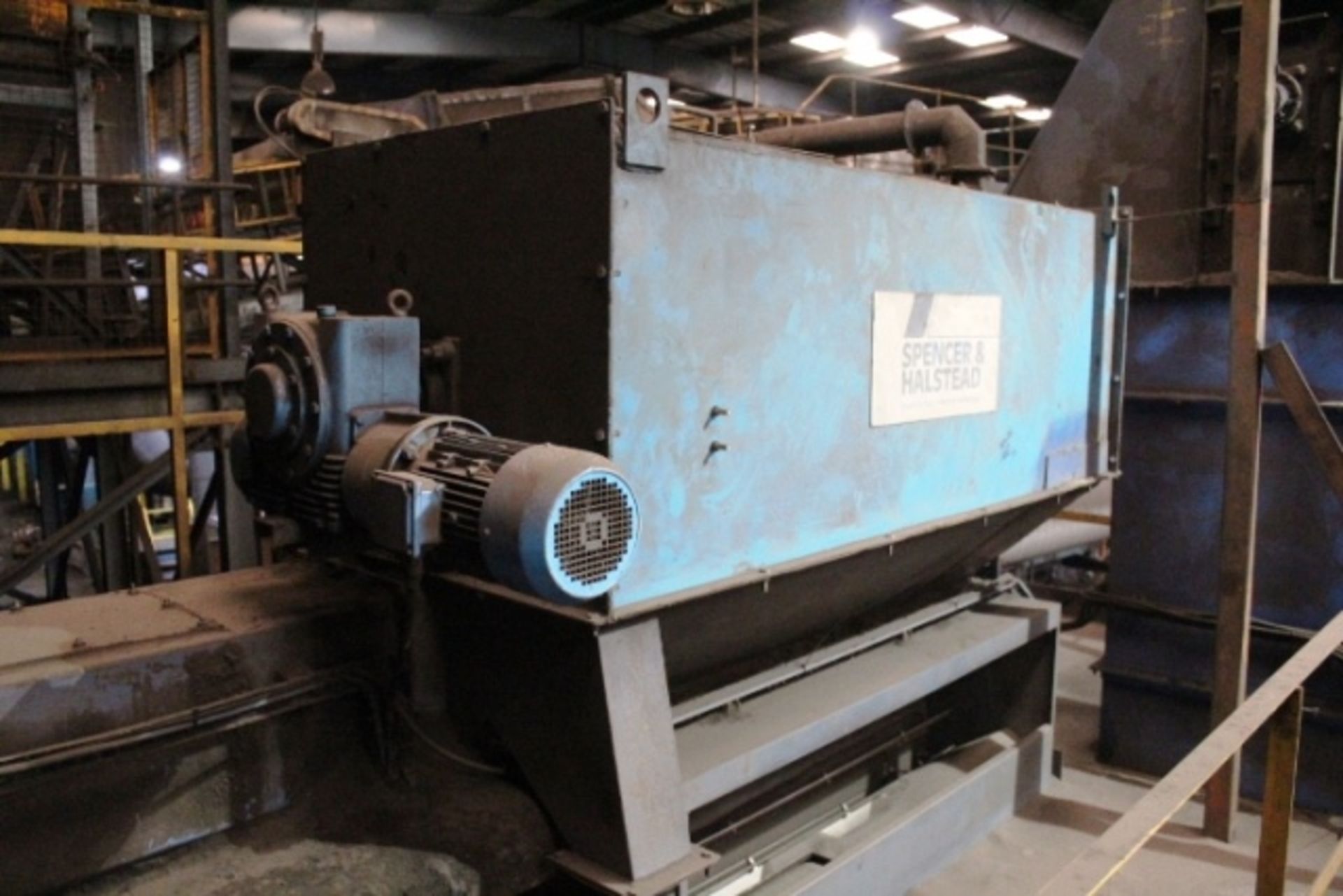 Spencer & Halstead rotary 4 compartment shot blast machine, approx 3m dia x 1.8m high, shot blast - Image 17 of 17