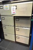 Two various steel 4 drawer filing cabinets (contents excluded)