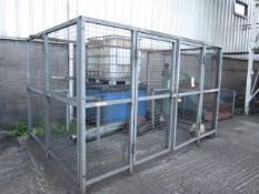 metal box frame/mesh 3 sided storage cage with double gate entry, approx. size 135" x 91" x H 79"