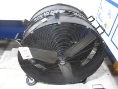 Two Clarke Air industrial floor fans, 240v, with removal wheels
