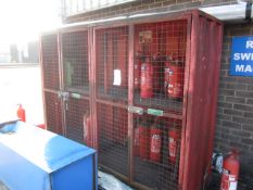 Metal frame/cladded 4 sided cage with 4 section mesh frontage, approx. 2.5m x 740mm x H:1860mm, with
