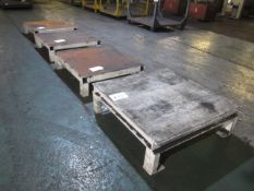 Four assorted metal fabrication work tables, approx. size 3 x 1m x 900mm, 1 x 1 x 1m