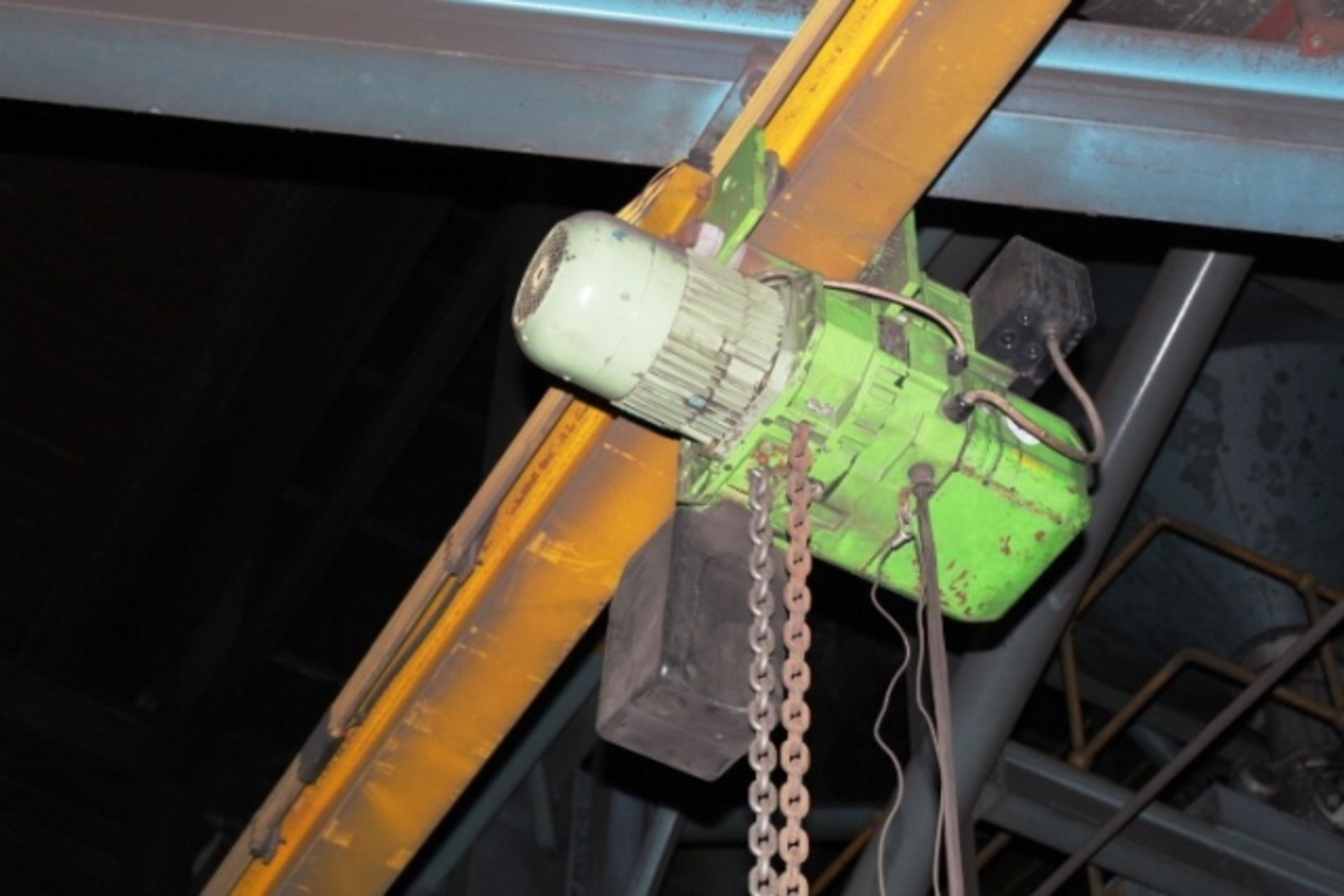 Electric chain hoist, with pendant control, and 7.5m RSJ runrail and end supports, Please note: - Image 3 of 4