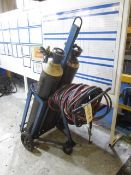 Twin bottle trolley with oxyacetylene cutting torch with crane lift attachment - excluding bottles