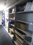 Six bays of light duty stores shelving, excluding contents