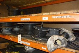 Contents of shelf of racking (excludes racking) to include various part reels of wire stock