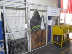 Metal box frame/mesh storage security cage, approx. size 3.8 x 1.1m x H 2060mm