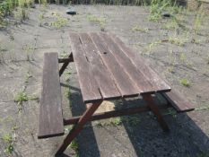 Timber slatted picnic bench, 1400 x 1500mm