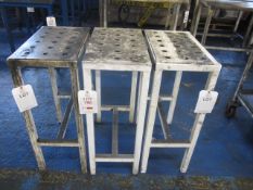 Three metal tool holder benches, 350 x 600mm