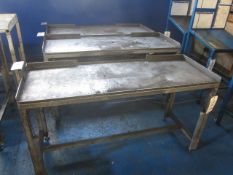 Three metal frame workbenches, 1500 x 560mm