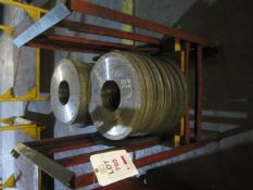 Stillage and contents of diamond grinding wheels