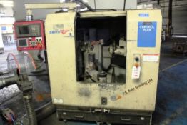 Koyama Barinder 400 automatic twin head grinding machine with rotary arm, model X6-FDH22R-443GRS,