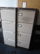 Three metal, 4 drawer filing cabinets