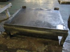 Two metal fabrication work tables, approx. size 1440 x 1170mm, 1440 x 1260mm