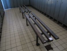 Two timber slatted benches