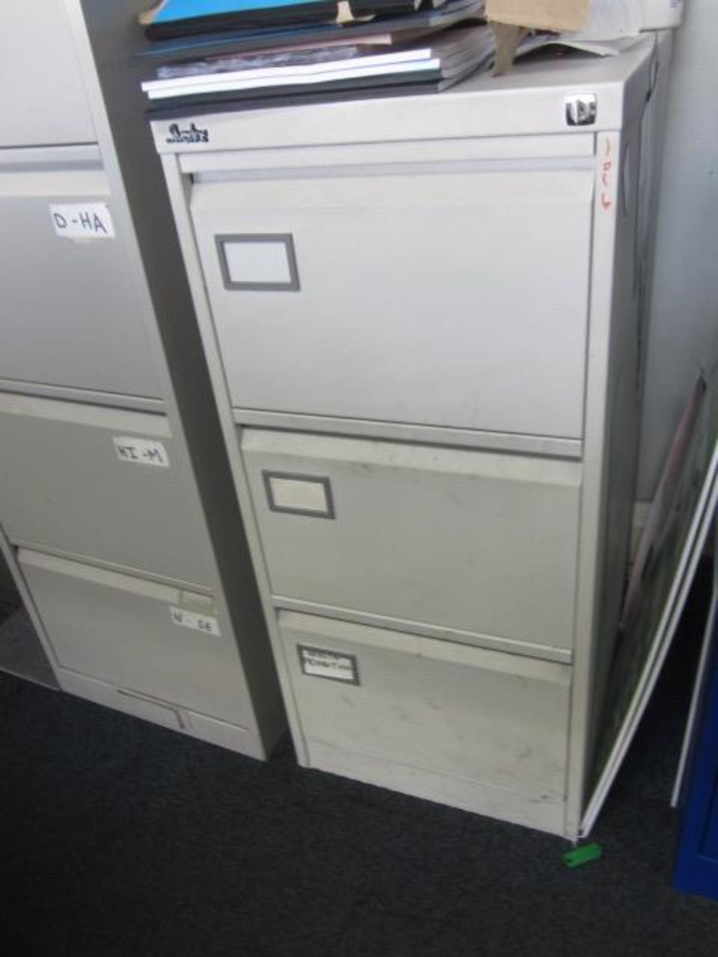 Two metal 3 door filing cabinets - Image 2 of 2