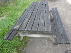 Timber slatted picnic bench, 1350 x 1800mm