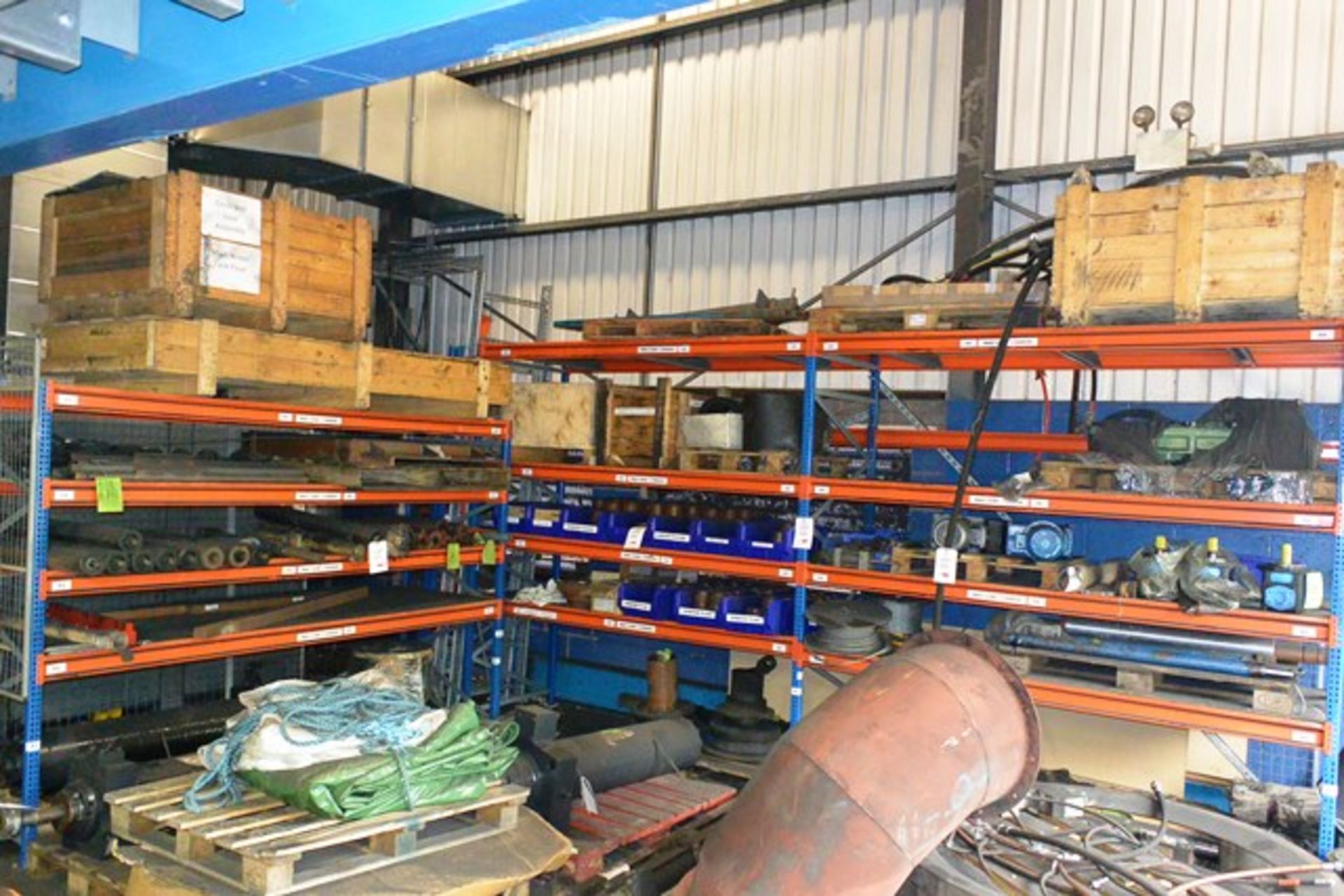 Three bays of adjustable boltless pallet racking, approx 2.8 x 2.6m per bay, excludes all