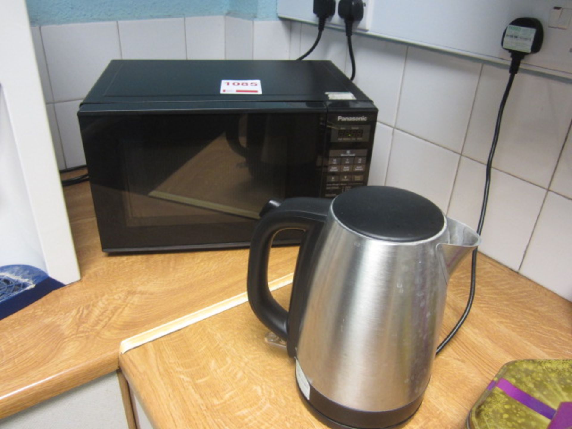 Two Panasonic microwaves, 4 slice toaster, kettle - Image 2 of 2