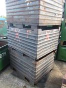 Ten metal rib sided forkliftable stacking storage bins, 39" x 46" x H 30", excluding contents