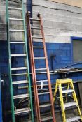 Three assorted ladders to include LYTE 12 rung aluminium extension ladder, model LYT-3220-24,