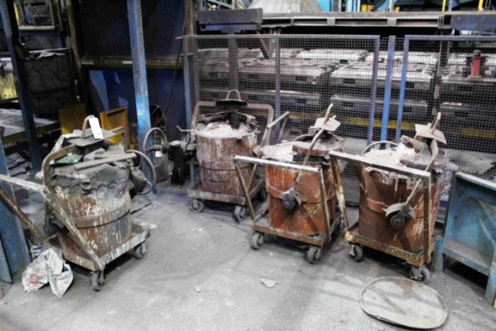 Four mobile fitting molten metal pouring ladles/pots (Should you wish a quotation for the lift out