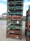 Ten collapsible 2 and 4 sided mesh/fall panel forkliftable stacking stillages, 44" x 44" x 34"