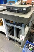 Granite surface table, approx 3 x 2ft, with steel stand