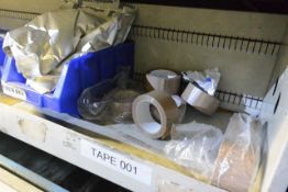 Contents of shelf no. 1 to include various tape, flux, lubricant, etc. (located in Carousel 1)