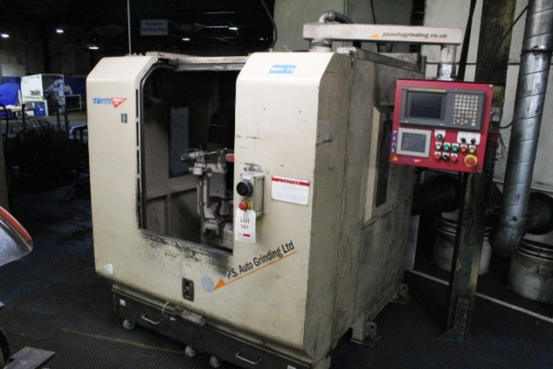 Koyama Barinder 400 automatic twin head grinding machine with rotary arm, model X6-FDH22R-443GRS,