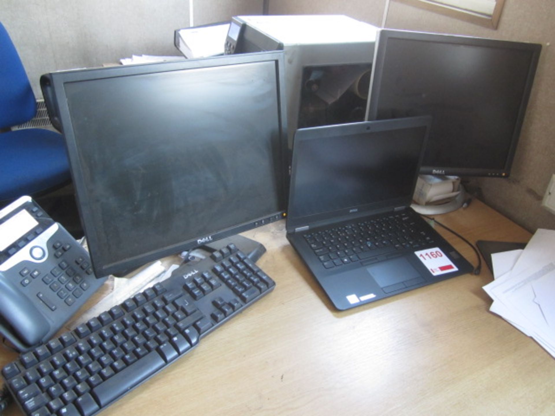 Dell Latitude E7470 Core i5 laptop, Dell docking station, two flat screen monitors, keyboard